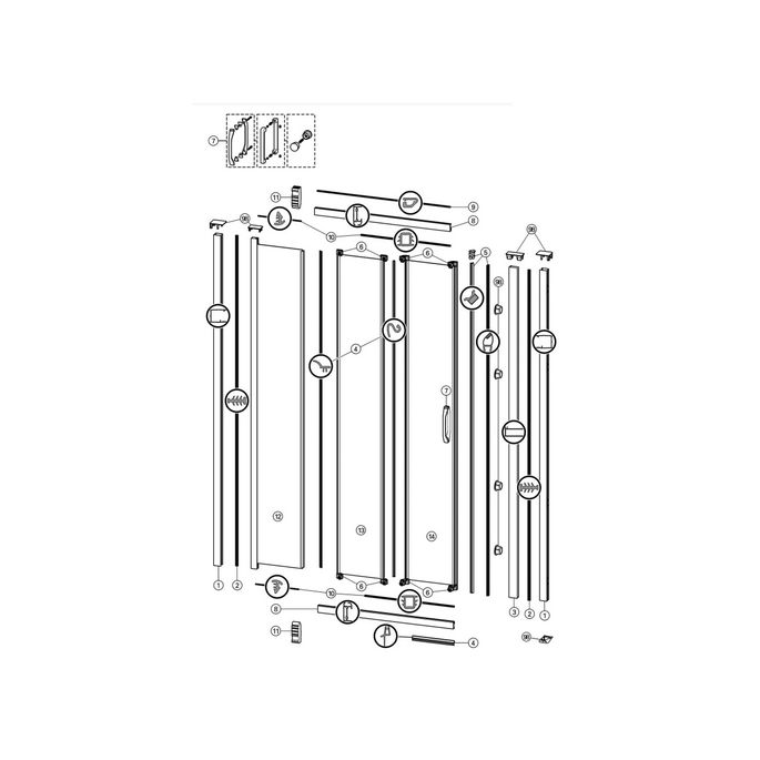 Huppe Alpha 2 - Classics 2 - X1 Flex, 042668 set afdekkapjes en montagetoebehoren