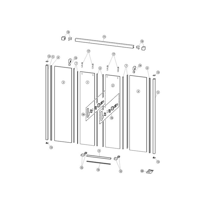 Huppe Design elegance - Aura elegance - Vista pure, 024308 verticale afdichtingsstrip