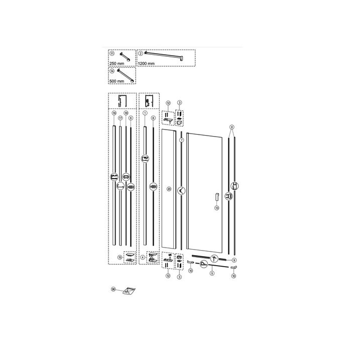 Huppe 501 Design pure - Design pure, 059602 verticale afdichtingsstrip