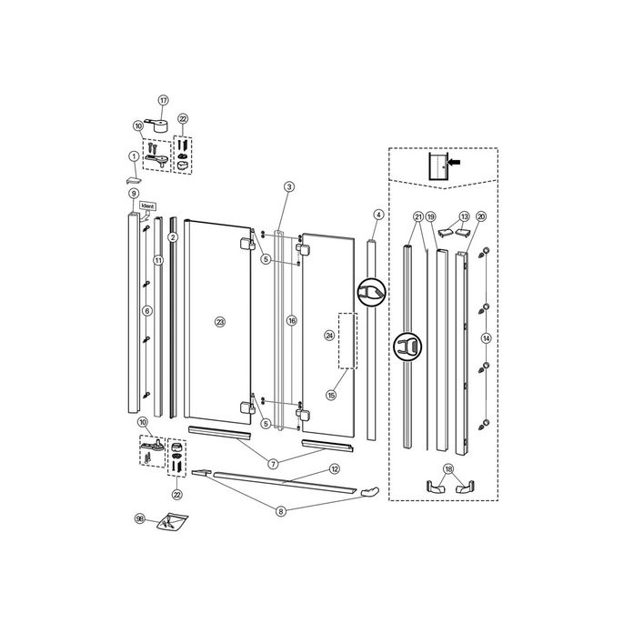 Huppe 501 Design pure, 056002 verticale afdichtingsstrip