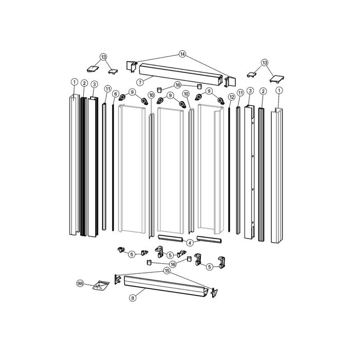 Huppe Alpha - Classic (2), 024001 verticale afdichtingsstrip