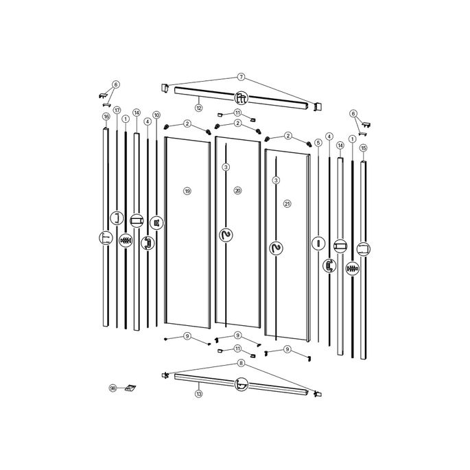 Huppe Alpha (2), 024010 verticale afdichtingsstrip