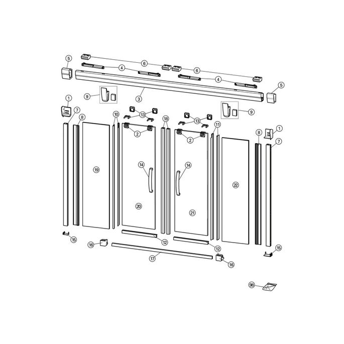 Huppe Aura elegance, 025515 set verticale afdichtingsstrippen, rechts