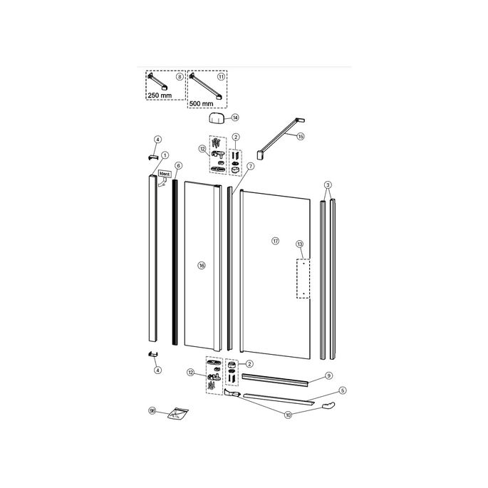 Huppe Design elegance - Design pure, 027900 stabilisatiebeugel 250mm