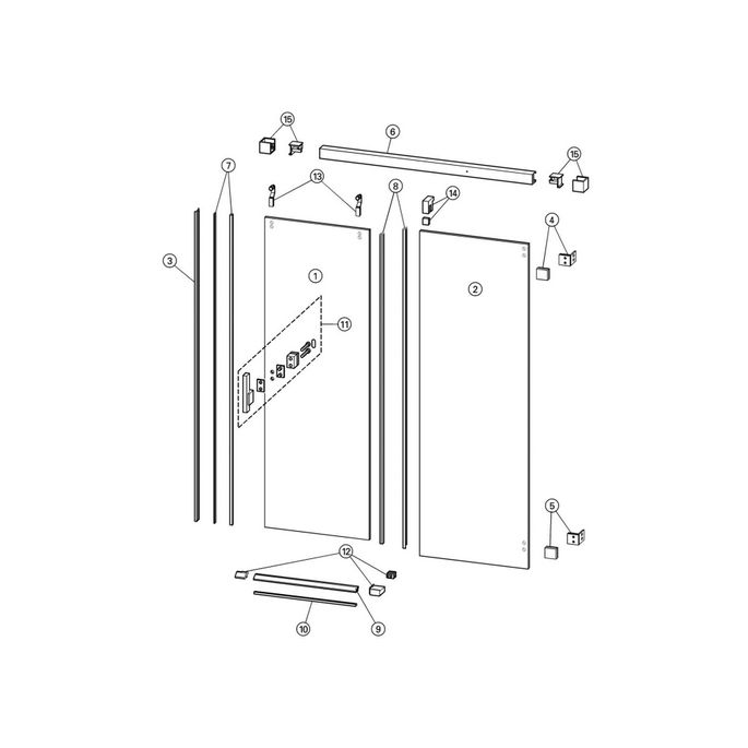 Huppe Vista pure, 066304 set verticale afdichtingsstrippen