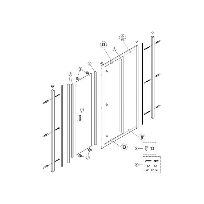 Huppe X1, 061262 verticale afdichtingsstrip, vast segment