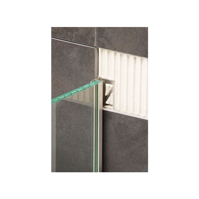 Blanke Aqua Glas 2042840210 glasprofiel 2100x25x12mm RVS verchroomd
