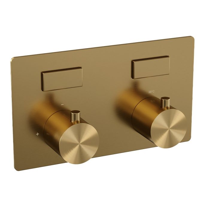 Brauer Edition 5-GG-211 thermostatische inbouw badkraan met drukknoppen SET 04 goud geborsteld PVD