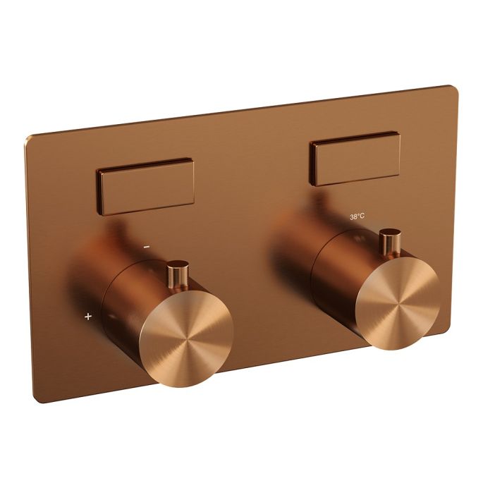 Brauer Edition 5-GK-210 thermostatische inbouw badkraan met drukknoppen SET 03 koper geborsteld PVD