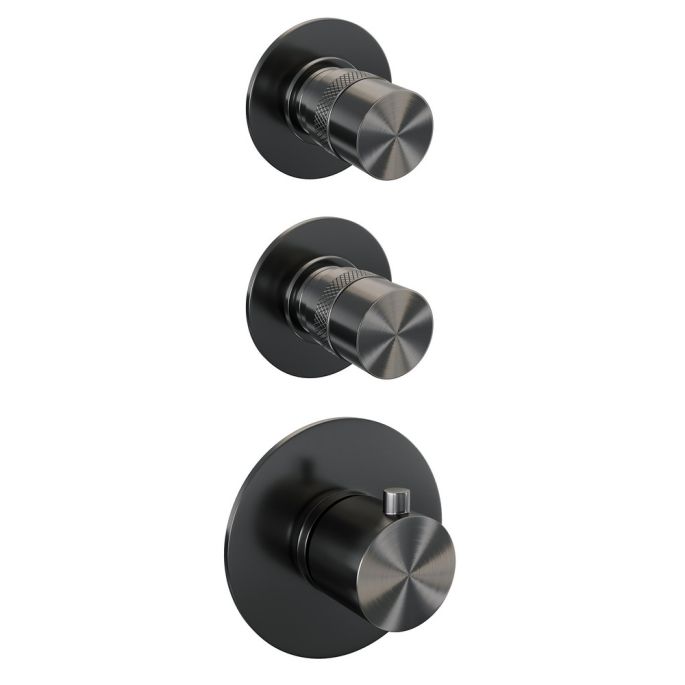 Brauer Edition 5-GM-025 thermostatische inbouw regendouche SET 05 gunmetal geborsteld PVD