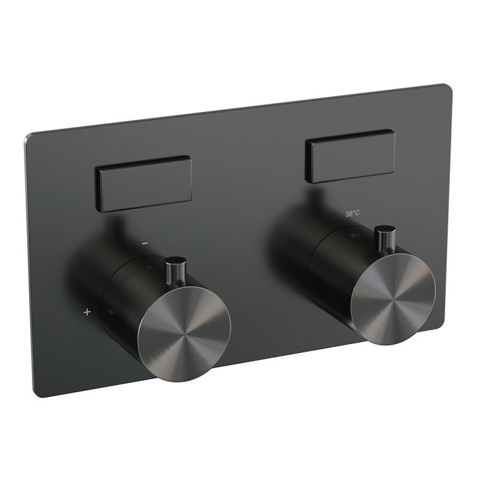 Brauer Edition 5-GM-209 thermostatische inbouw badkraan met drukknoppen SET 04 gunmetal geborsteld PVD