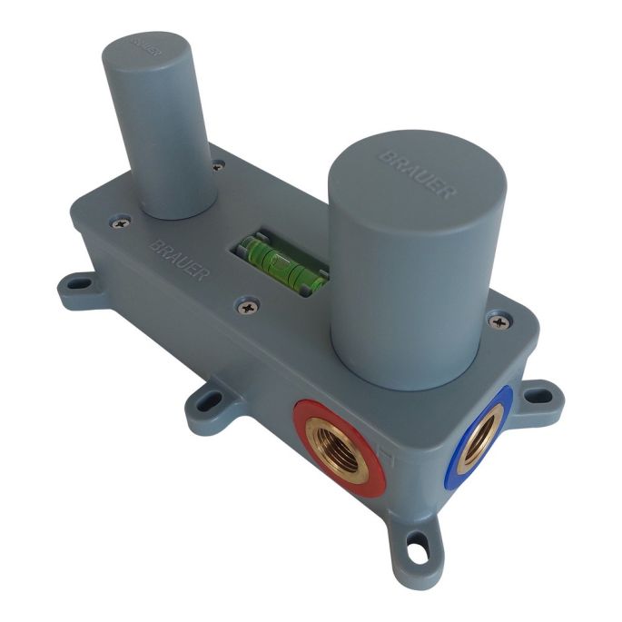 Brauer Edition 5-NG-004-S2-65 inbouw wastafelmengkraan met rechte uitloop en rozetten model A1 RVS geborsteld PVD
