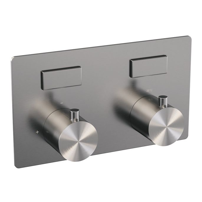 Brauer Edition 5-NG-209 thermostatische inbouw badkraan met drukknoppen SET 04 RVS geborsteld PVD