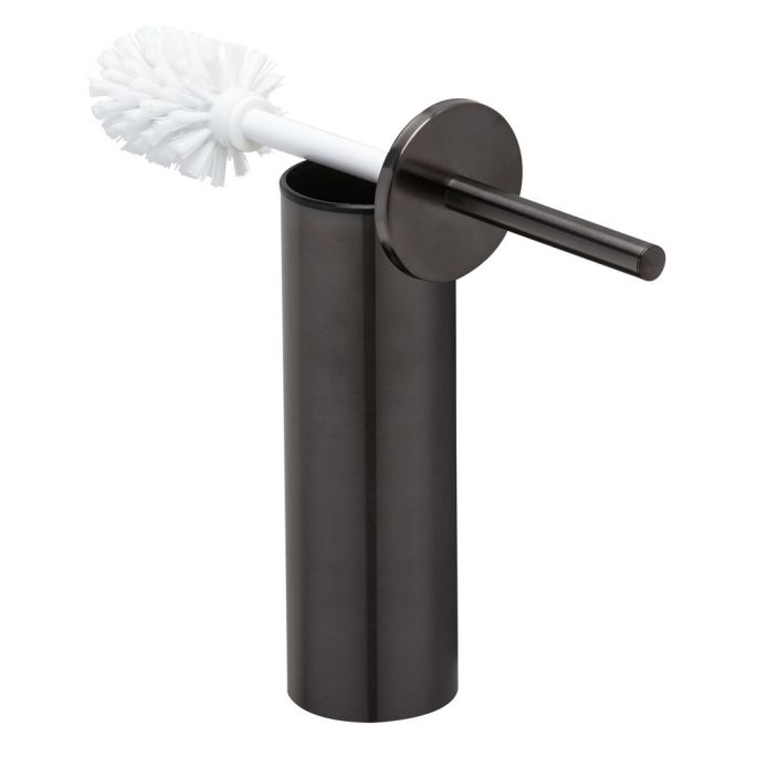 Geesa Nemox Brushed Metal Black 916511-09 toiletborstelhouder (witte borstelkop) zwart metaal geborsteld