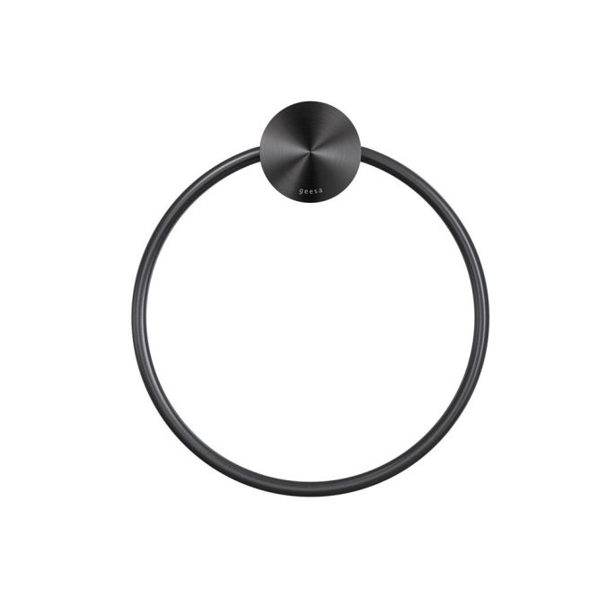 Geesa Opal Brushed Metal Black 917204-09 handdoekring zwart metaal geborsteld