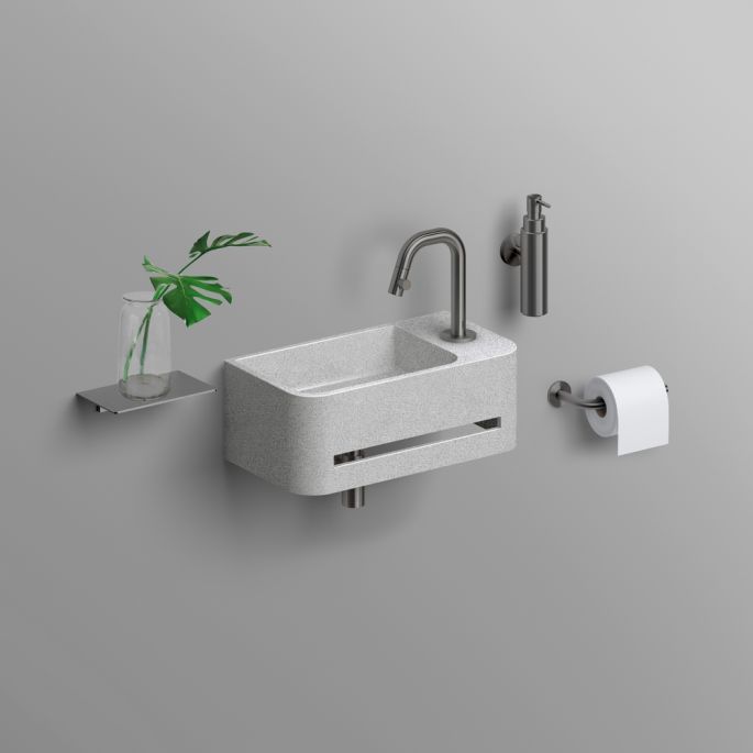 Clou InBe IB03710300201R fontein 43cm met handdoekhouder grijs Microrazzo beton