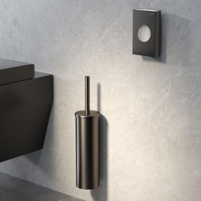 Geesa Nemox Brushed Metal Black 916511-09 toiletborstelhouder (witte borstelkop) zwart metaal geborsteld