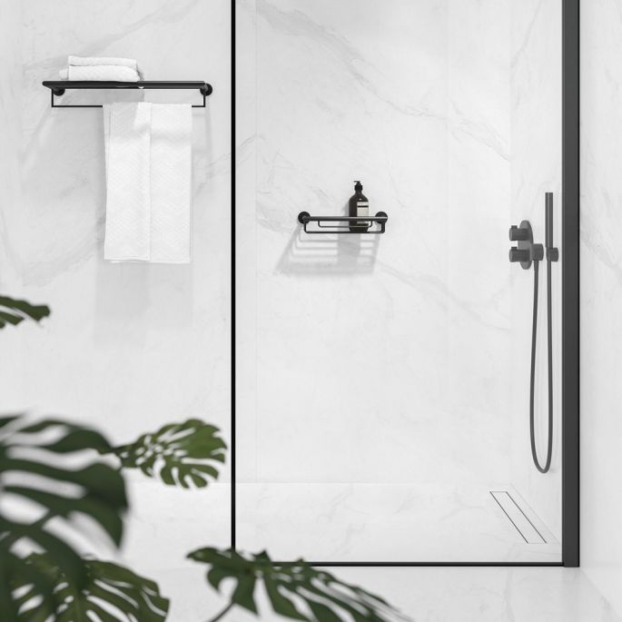 Geesa Nemox Black 916552-06 handdoekrek met planchet 60 cm mat zwart