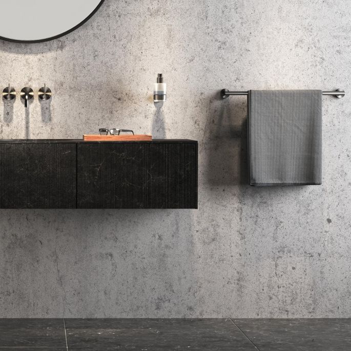 Geesa Nemox Brushed Metal Black 916507-09-45 wandhanddoekhouder 45cm zwart metaal geborsteld