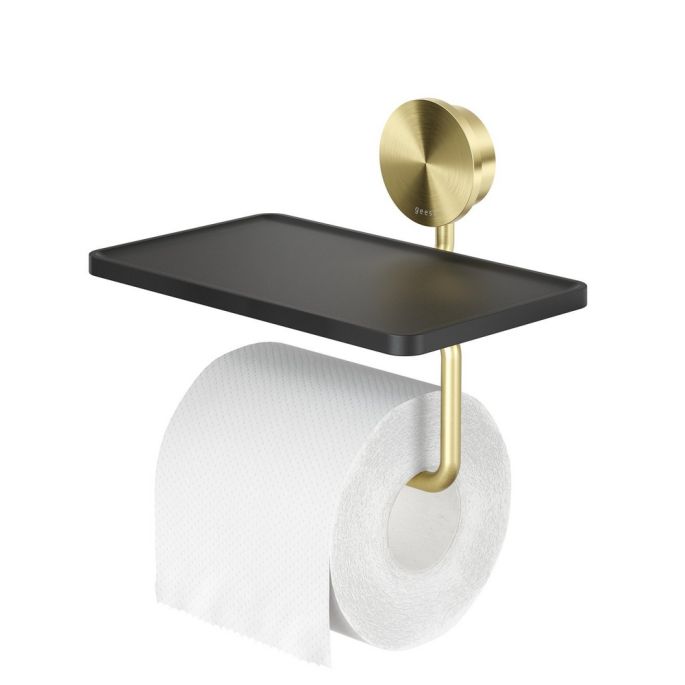 Geesa Opal Brushed Gold 917224-07 toiletrolhouder met planchet goud geborsteld