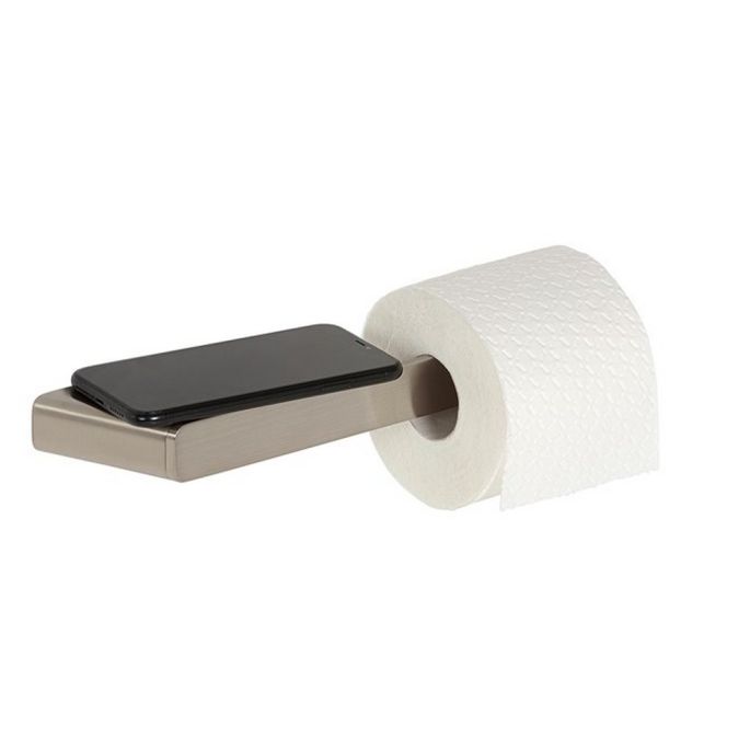 Geesa Shift Brushed Stainless Steel 919924-05 toiletrolhouder zonder klep met planchet RVS geborsteld