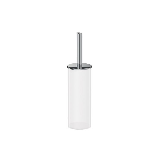 Inda Claire A7114ACR21 toiletborstelhouder met glazen schaaltje chroom/ gesatineerd glas