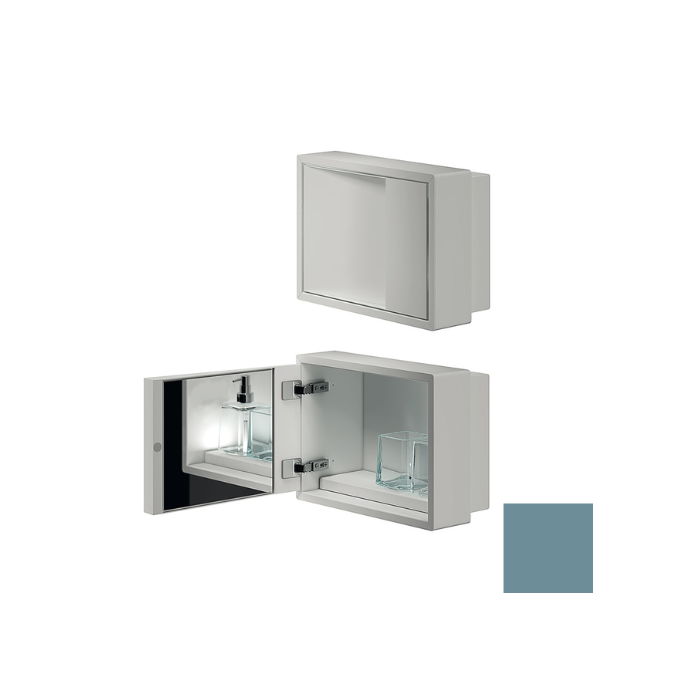 Inda MY Secret A80760AQ inbouwnis met bekerhouder, zeepdispenser en spiegel 350x260mm mat acquamarina