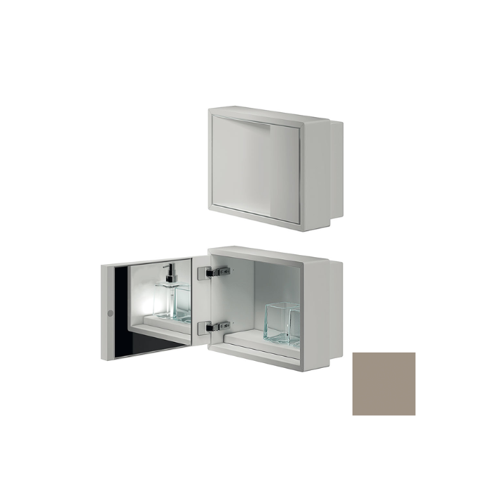 Inda MY Secret A80760VS inbouwnis met bekerhouder, zeepdispenser en spiegel 350x260mm mat visone