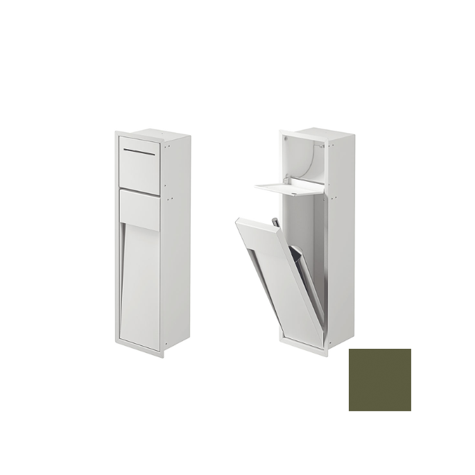 Inda MY Secret A8085AVF inbouwnis met toiletrolhouder en toiletborstelgarnituur 190x660mm mat verde felce