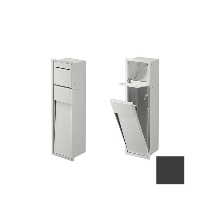Inda MY Secret A8085BGF inbouwnis met toiletrolhouder en hygiënische douche190x660mm mat grafite