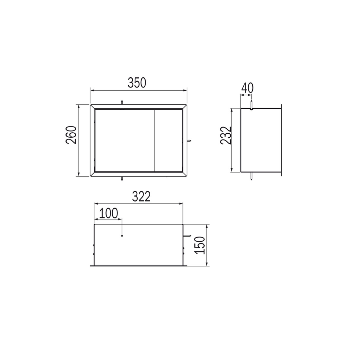 Inda MY Secret A80750GD inbouwnis met bekerhouder, zeepdispenser en spiegel 350x260mm mat giada