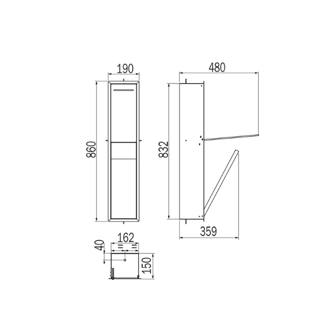 Inda MY Secret A8085DBN inbouwnis met toiletrolhouder en hygiënische douche 190x860mm mat bruno