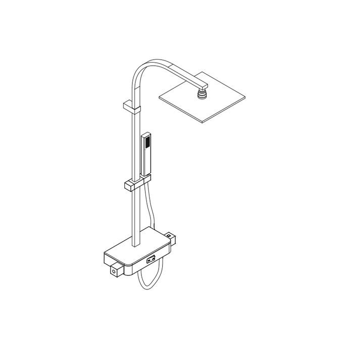 HSK AquaSwitch RS 500 rechthoekig 1001940 showerset met thermostaat chroom