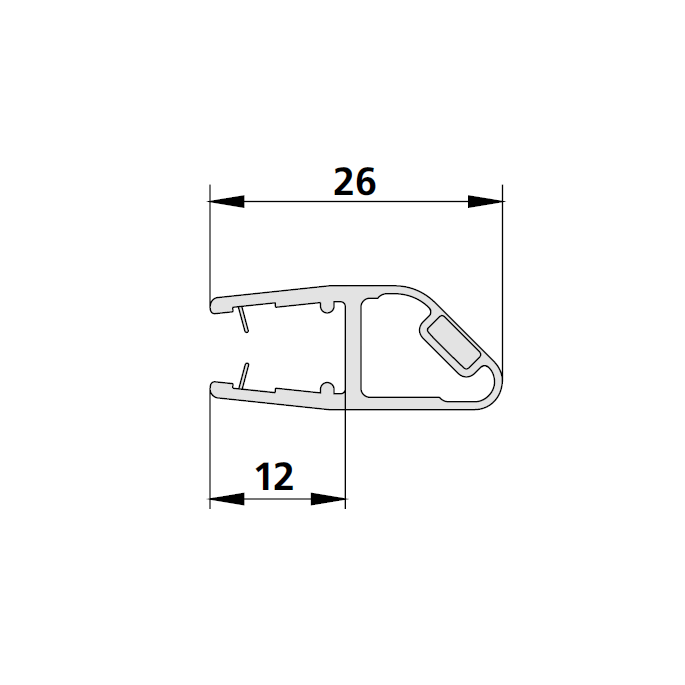 Kermi 2534096 magneetprofiel 45 graden links verticaal 200cm