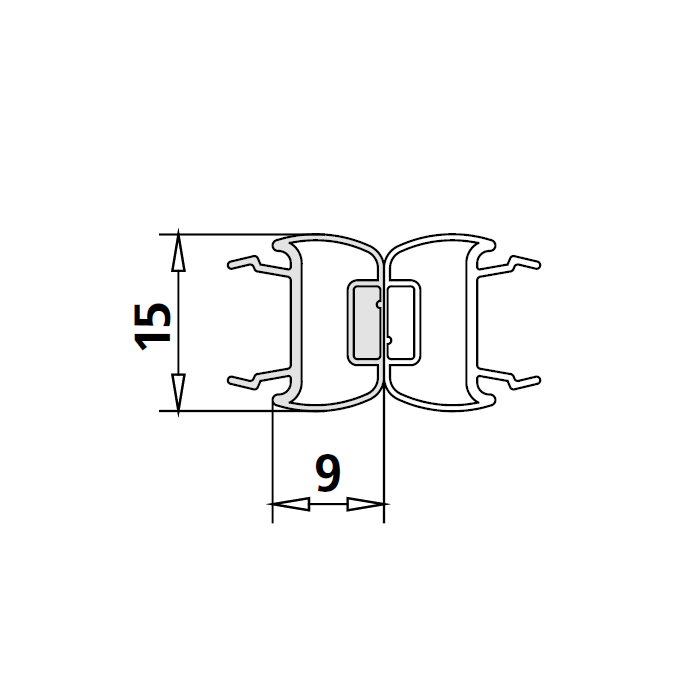 Kermi 2534770 magneetprofiel 180 graden voor deur verticaal 200cm