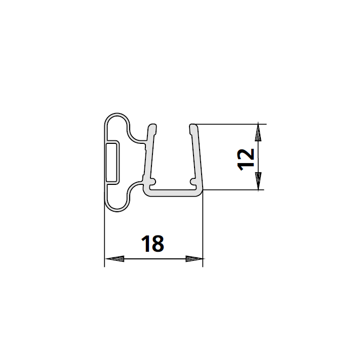 Kermi 6031610 magneetprofiel zijdelings verticaal 200cm