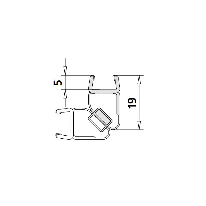 Kermi 6031697 magneetprofiel 45 graden verticaal 200cm