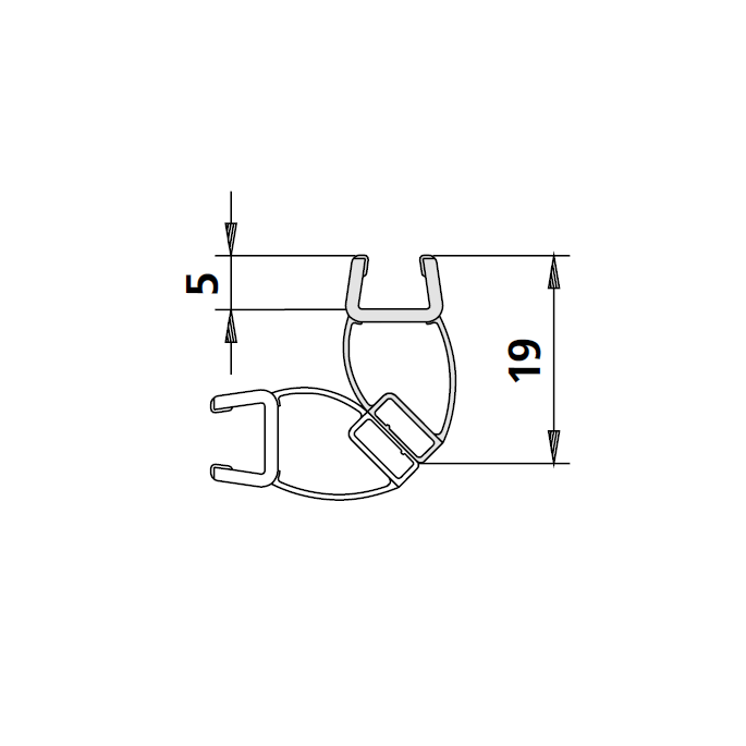 Kermi 6034733 magneetprofiel 45 graden rechts verticaal 200cm