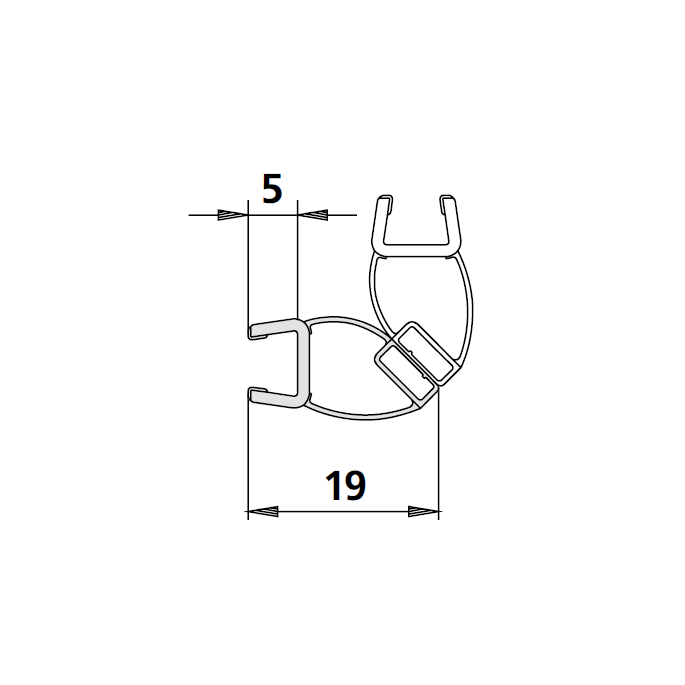 Kermi 6034734 magneetprofiel 45 graden links verticaal 200cm