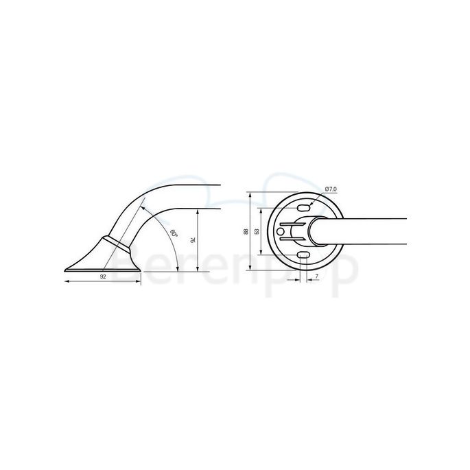 Handicare (Linido) LI2611003211 wandbeugel 90° 500x1000mm RVS gepolijst (antraciete afdekkappen)