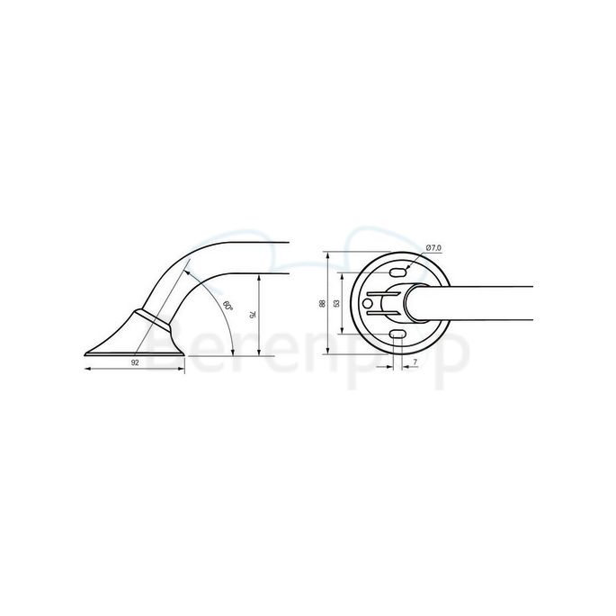 Handicare (Linido) LI2611050211 wandbeugel Ergogrip 500mm RVS gepolijst (antraciete afdekkappen)