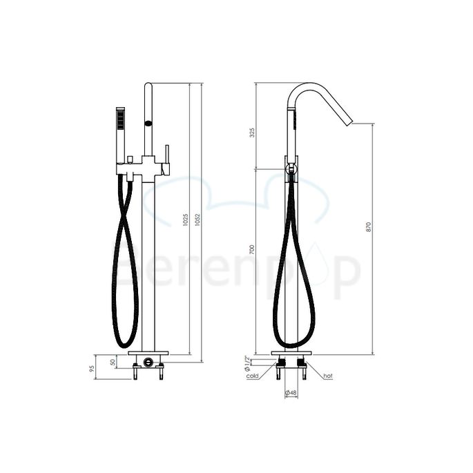 Clou Xo CL060400729 type 7 vrijstaande badkraan met handdouche chroom