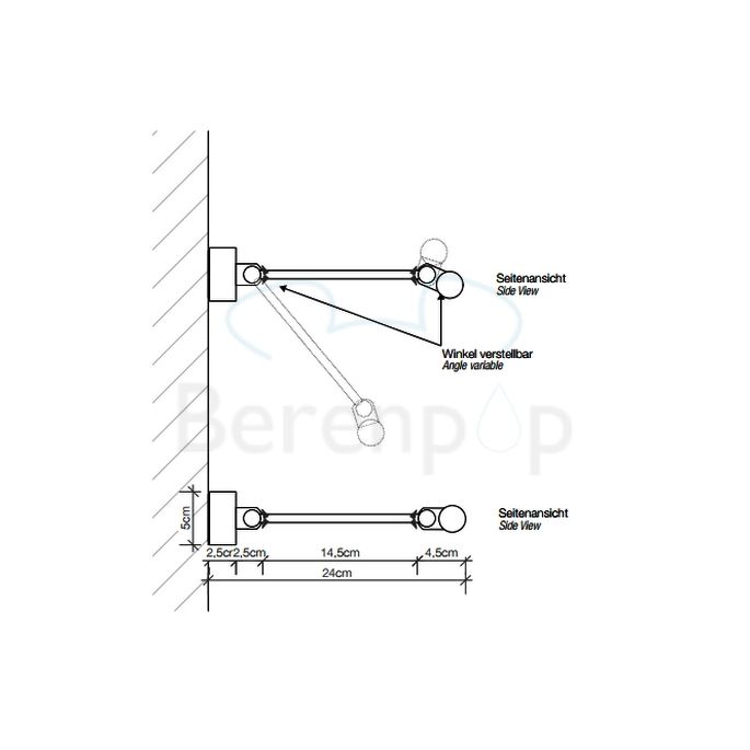 Decor Walther 0317503 DIM 20 wandlamp 20cm geborsteld nikkel