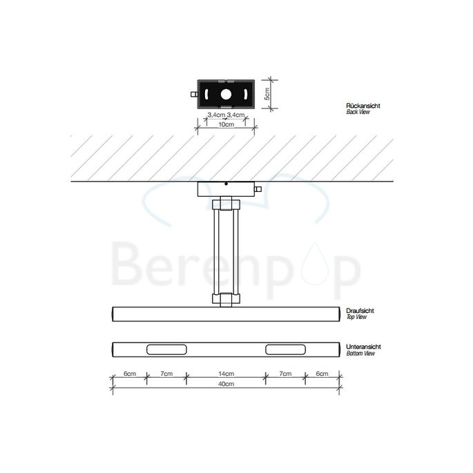 Decor Walther 0317603 DIM 40 wandlamp 40cm geborsteld nikkel