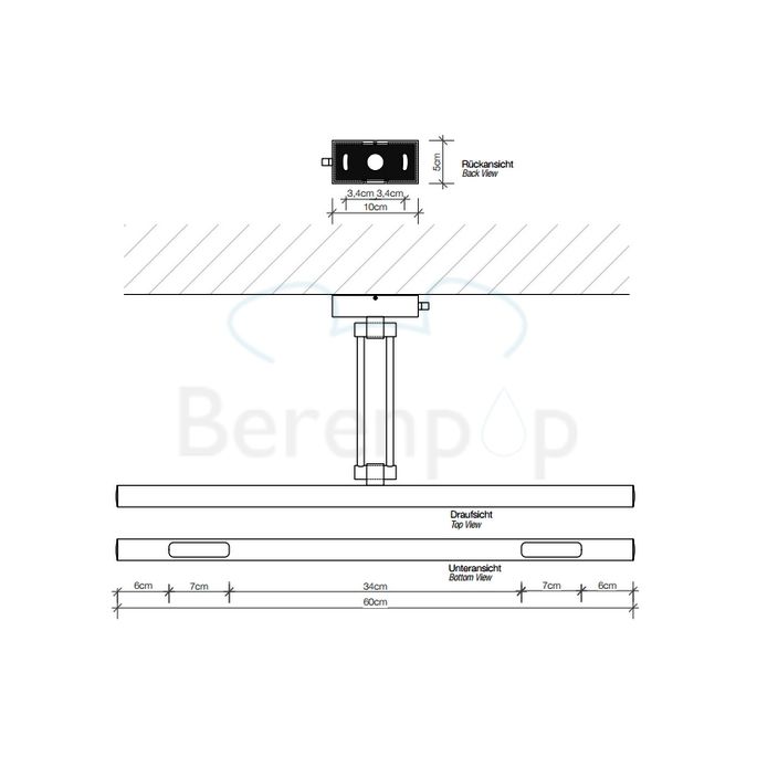 Decor Walther 0317703 DIM 60 wandlamp 60cm geborsteld nikkel