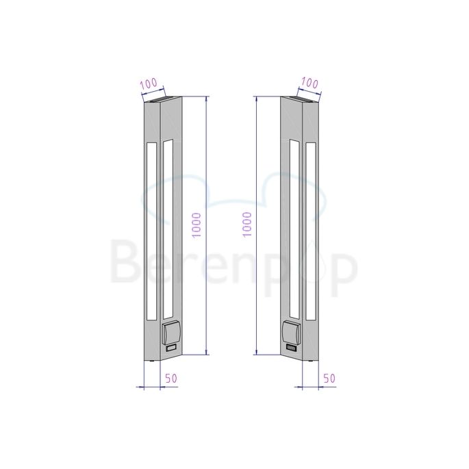 Decor Walther 0323400 BLOC 100 SL wandlamp 100x5cm chroom (met schakelaar en stopcontact links)