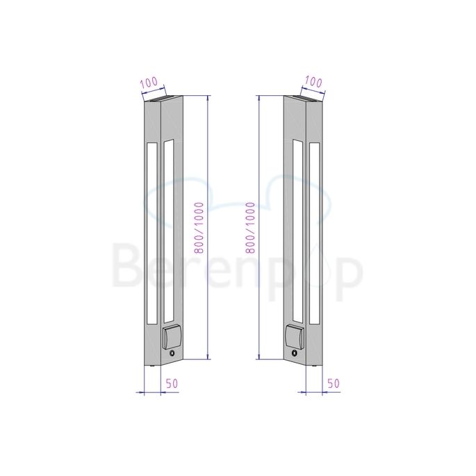 Decor Walther 0325100 BLOC 100 SLD wandlamp 100x5cm chroom (met dimmer knop en stopcontact links)