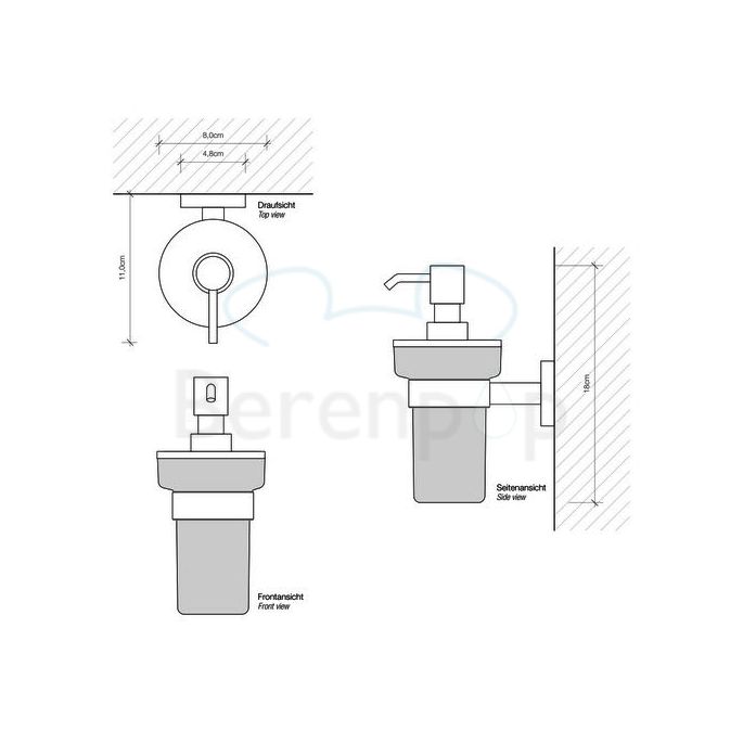 Decor Walther Basic 0530800 BA WSP zeepdispenser wit gesatineerd glas/ chroom