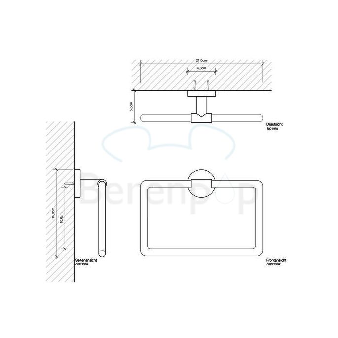 Decor Walther Basic 0531260 BA HTR handdoekring mat zwart