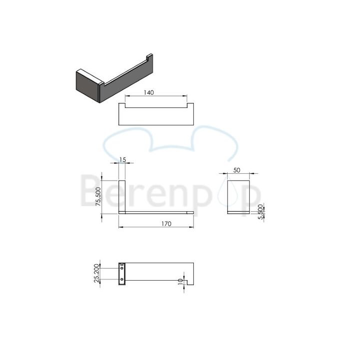 Decor Walther Brick 0590500 BK TPH1 toiletrolhouder chroom